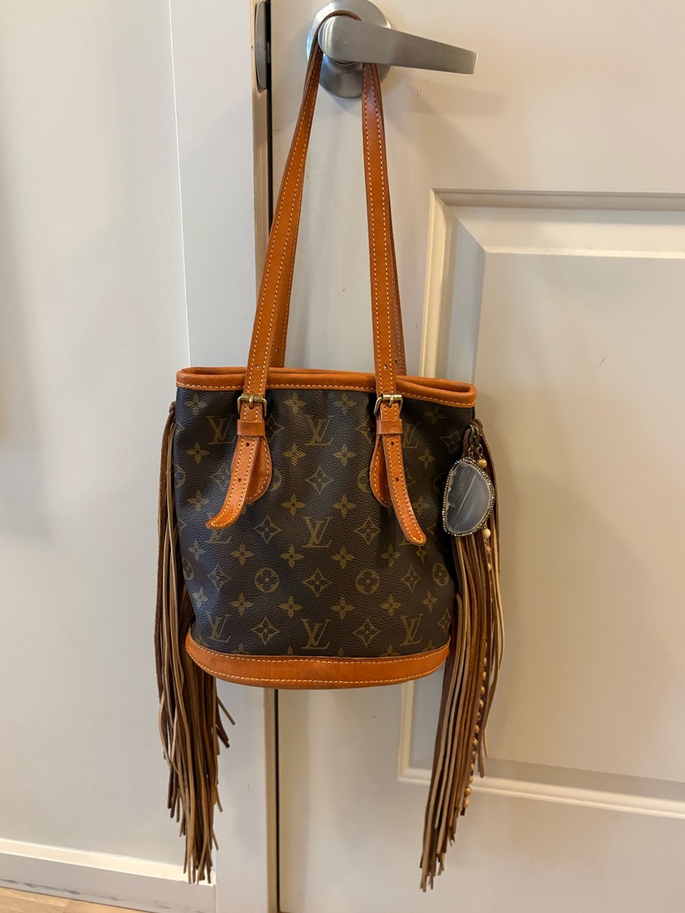 Vintage Boho Bag authentic Louis Vuitton Fringe Bucket Bag in Brown